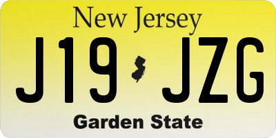 NJ license plate J19JZG