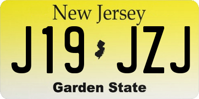 NJ license plate J19JZJ