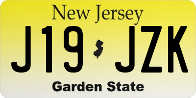 NJ license plate J19JZK