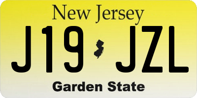 NJ license plate J19JZL