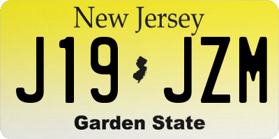 NJ license plate J19JZM