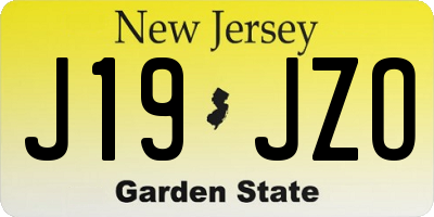 NJ license plate J19JZO