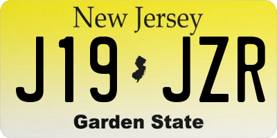 NJ license plate J19JZR