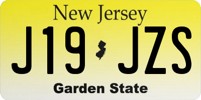 NJ license plate J19JZS