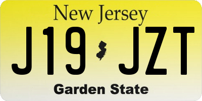 NJ license plate J19JZT