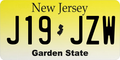 NJ license plate J19JZW