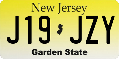 NJ license plate J19JZY