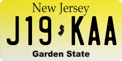 NJ license plate J19KAA