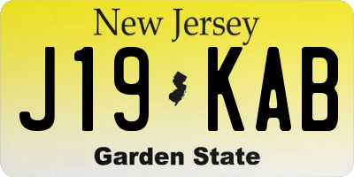 NJ license plate J19KAB