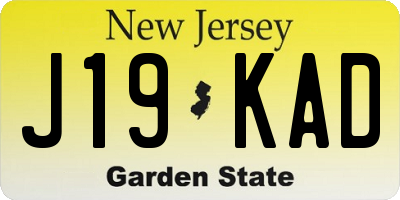 NJ license plate J19KAD