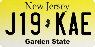 NJ license plate J19KAE