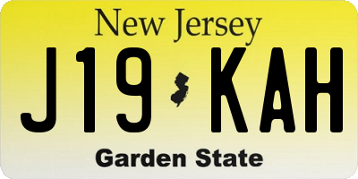 NJ license plate J19KAH