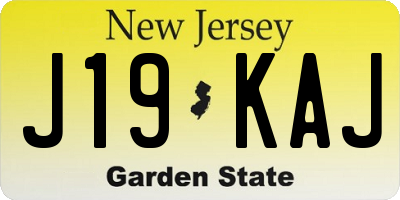 NJ license plate J19KAJ