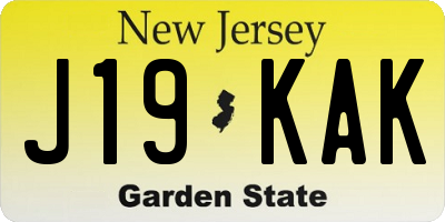 NJ license plate J19KAK