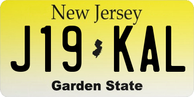 NJ license plate J19KAL