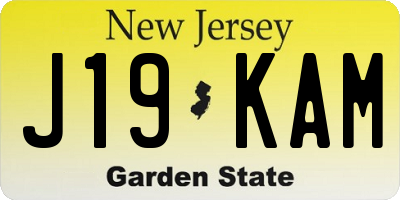 NJ license plate J19KAM