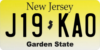 NJ license plate J19KAO