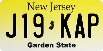 NJ license plate J19KAP