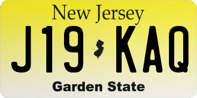 NJ license plate J19KAQ