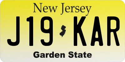 NJ license plate J19KAR
