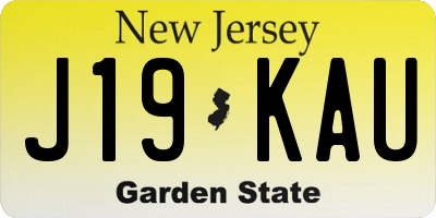 NJ license plate J19KAU