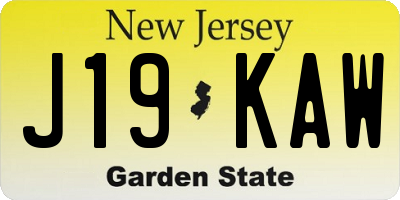 NJ license plate J19KAW