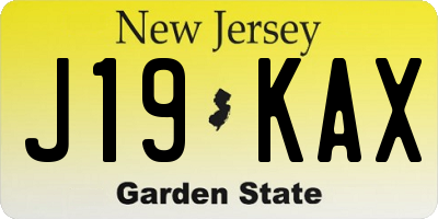 NJ license plate J19KAX