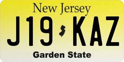 NJ license plate J19KAZ