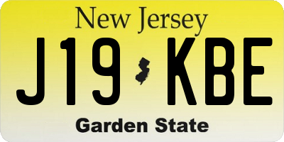 NJ license plate J19KBE