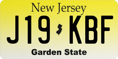 NJ license plate J19KBF