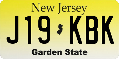 NJ license plate J19KBK
