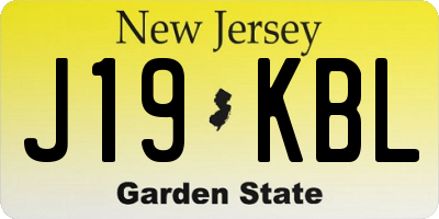 NJ license plate J19KBL