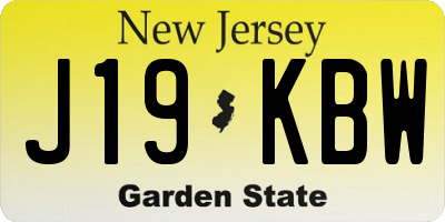 NJ license plate J19KBW