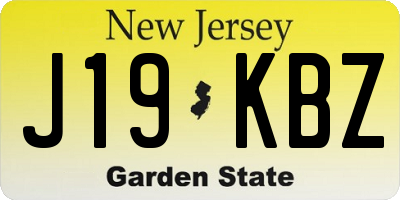 NJ license plate J19KBZ