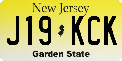 NJ license plate J19KCK