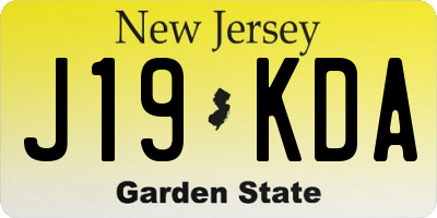 NJ license plate J19KDA