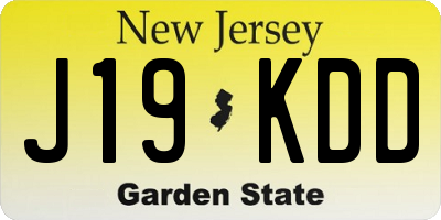 NJ license plate J19KDD