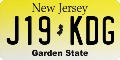 NJ license plate J19KDG