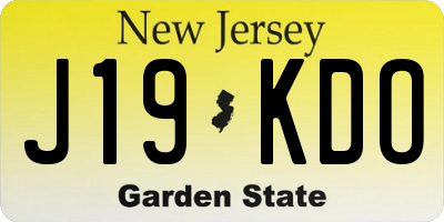 NJ license plate J19KDO