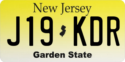NJ license plate J19KDR