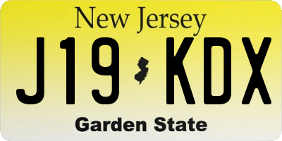 NJ license plate J19KDX