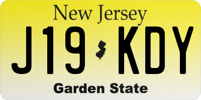 NJ license plate J19KDY