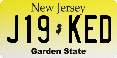 NJ license plate J19KED