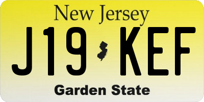 NJ license plate J19KEF