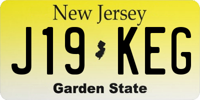 NJ license plate J19KEG