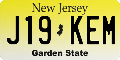 NJ license plate J19KEM