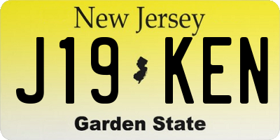 NJ license plate J19KEN