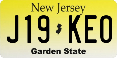 NJ license plate J19KEO