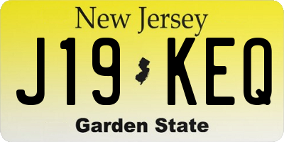 NJ license plate J19KEQ