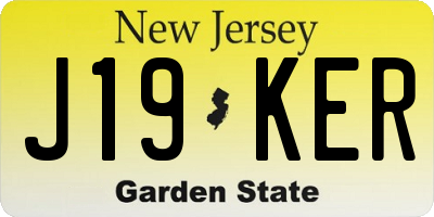 NJ license plate J19KER